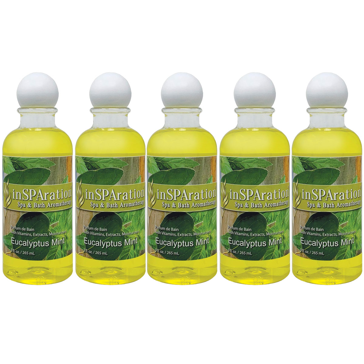 129X-12 Eucalyptus Mint inSPAration Spa and Bath Aromatherapy 9oz. 5-Pack Multi-Pack