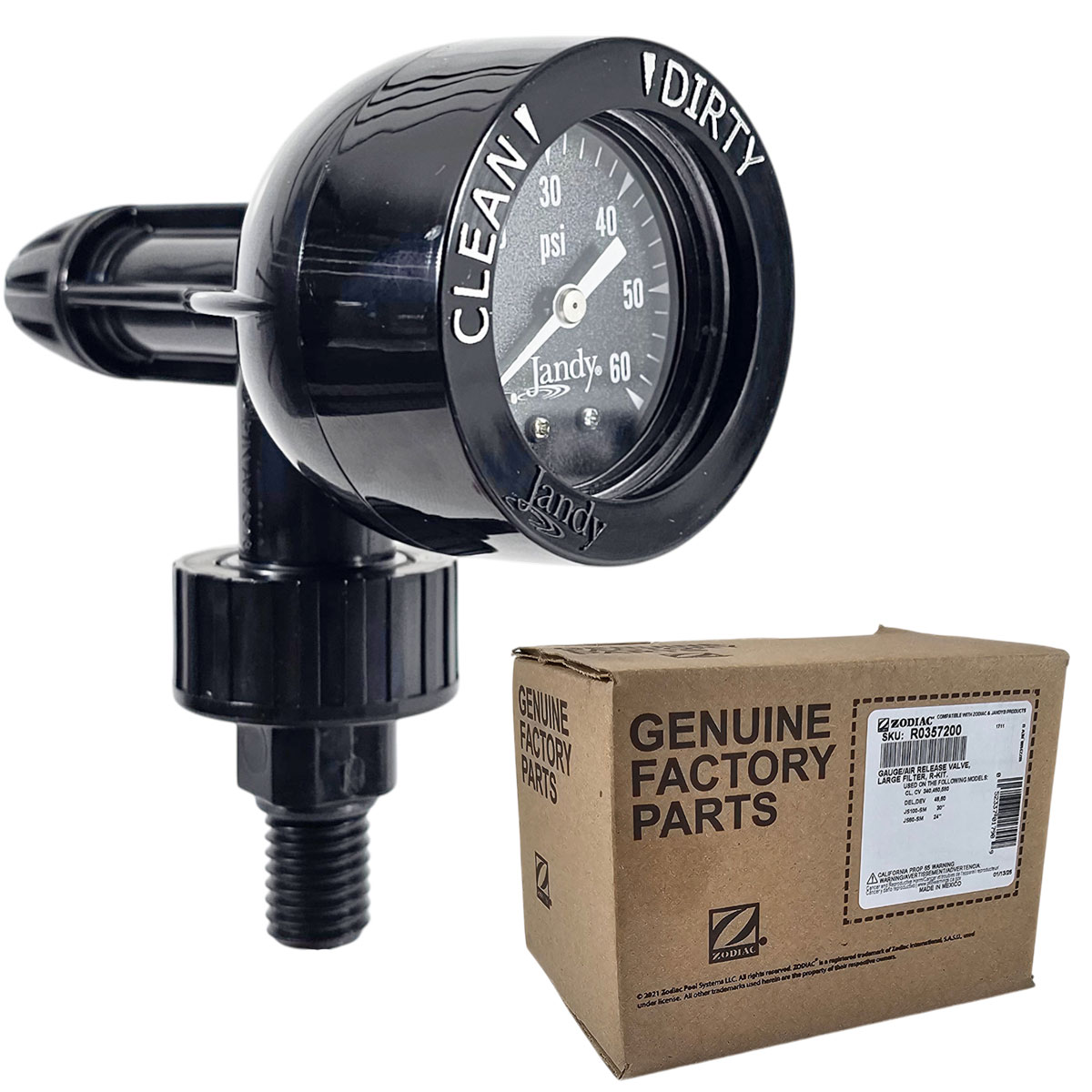 R0357200 GENUINE Jandy® Zodiac® DEV DEL CV CL JS Series Filter Air Release