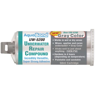 UW-5200 AquaBond Underwater Pool Repair Epoxy 50ml. Cartridge Gray