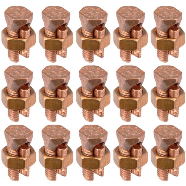 SB8 Bonding Wire Split Bolt Connector 16 - 8 AWG Copper Wire - 15 Pack