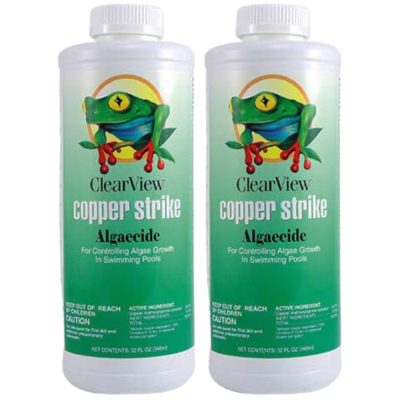 CVLCSQT12 Clearview Copper Strike Pool Algaecide 32oz. 2-Pack Multi-Pack