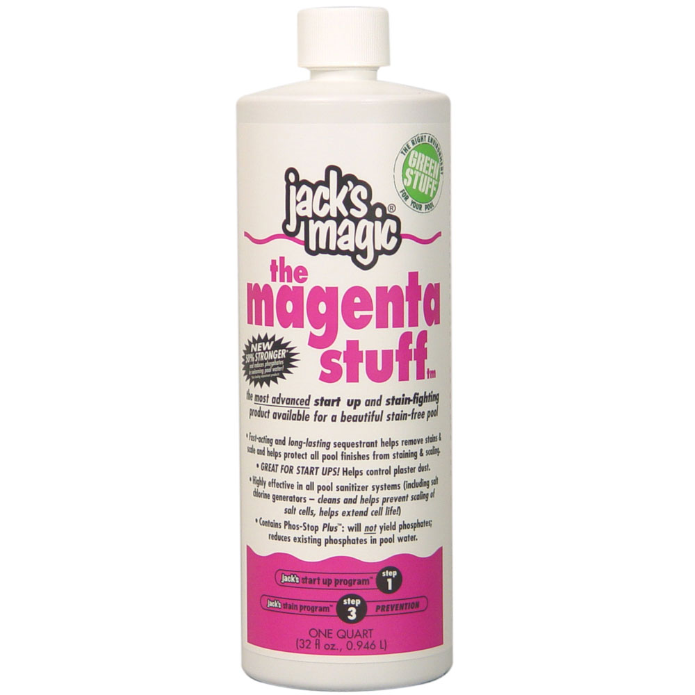 JMMAGENTA032 Jacks Magic The Magenta Stuff Pool Metal Stain Scale Remover 32oz.