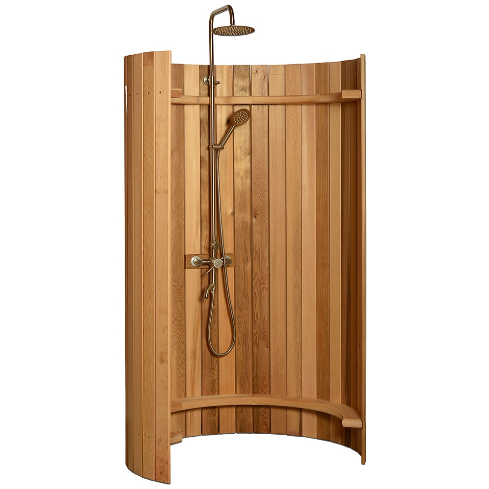 Rinse Ellipse Swimming Pool Backyard Clear Cedar Outdoor Shower