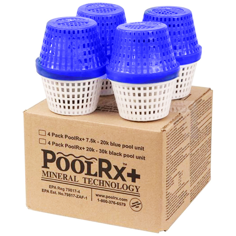 PoolRx Plus With Silver 7.5K-20K Pools Blue White - 4 Pack